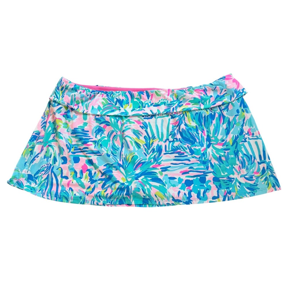 Lilly Pulitzer Calah Skirted Swim Bottom Womens 8 Blue Ibiza Cabana Cocktail - Picture 2 of 10